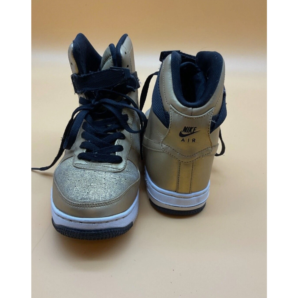 Nike Air Force 1 Shoes Womens Size 8 Gold Black Metallic Sneakers 395751-701